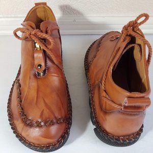 Zip Leather Shoes Moccasins Ankle Boots 8 1/2 USA